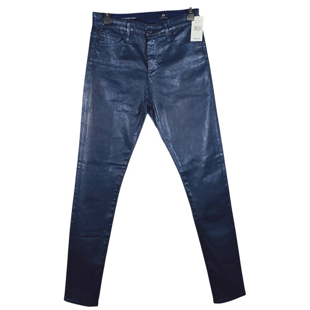 AG Adriano Goldschmied The Farrah Skinny Ankle Jeans Blue Metallic Shimmer 27